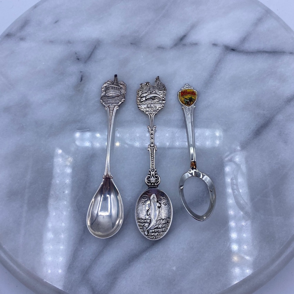 Vintage California Souvenir Spoons Set Sea World Palm Springs Knotts Berry Farm